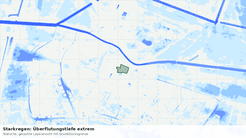 Statische Kartenansicht: Starkregen: Überflutungstiefe extrem