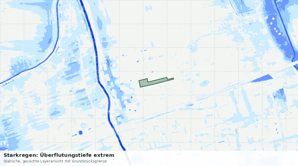 Statische Kartenansicht: Starkregen: Überflutungstiefe extrem
