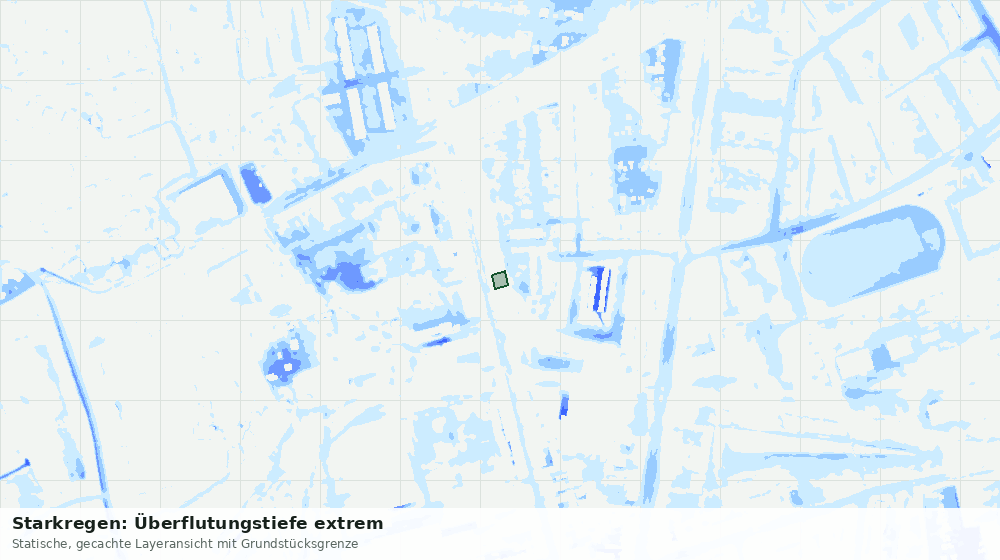Statische Kartenansicht: Starkregen: Überflutungstiefe extrem