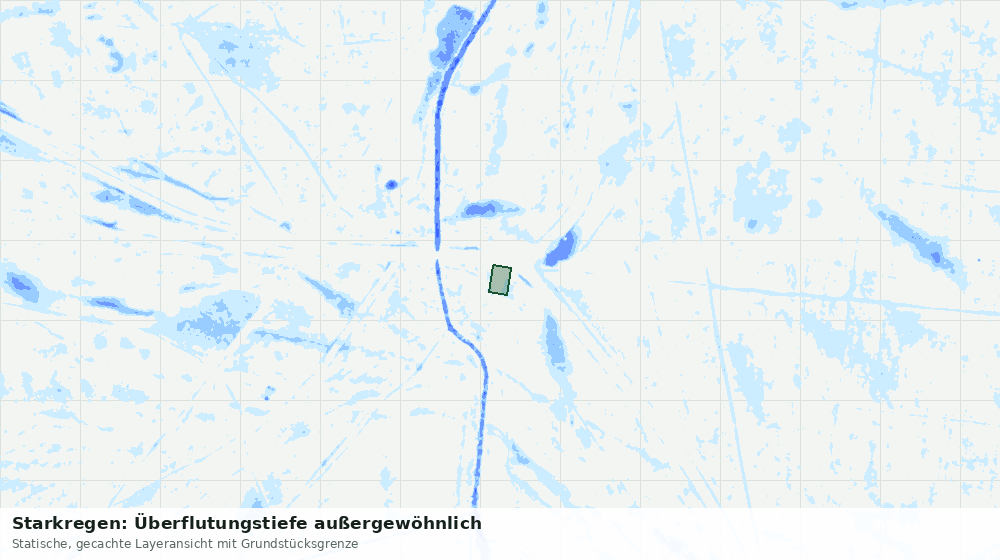 Statische Kartenansicht: Starkregen: Überflutungstiefe außergewöhnlich