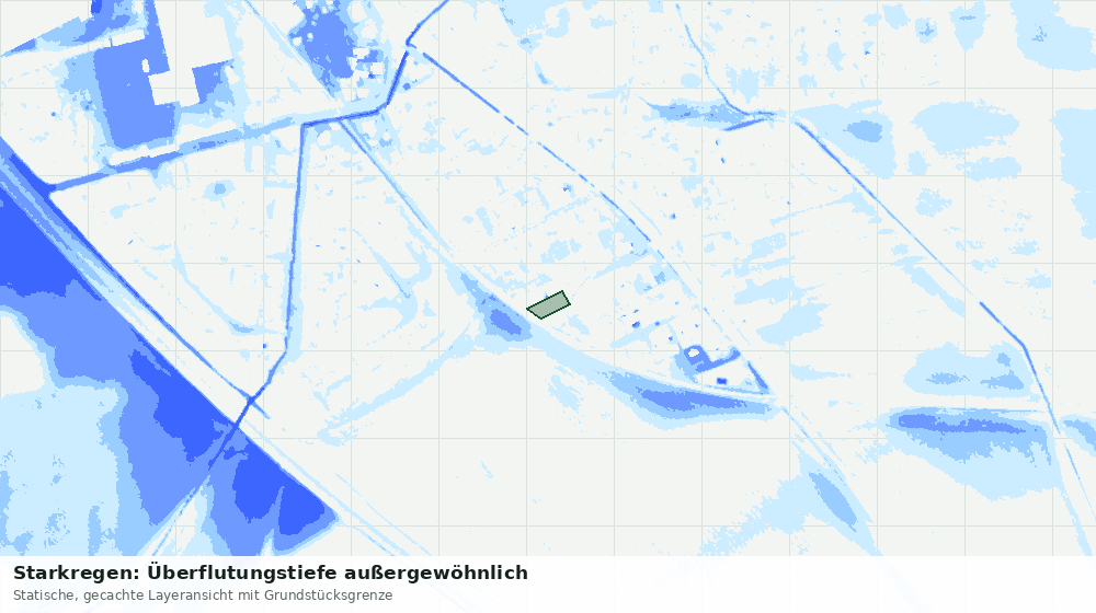 Statische Kartenansicht: Starkregen: Überflutungstiefe außergewöhnlich