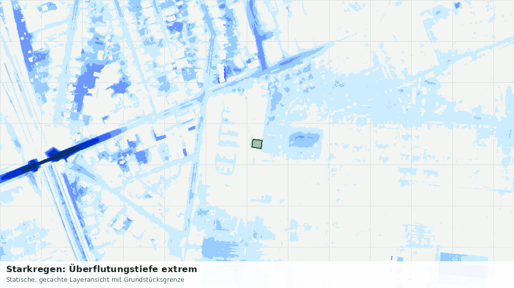 Statische Kartenansicht: Starkregen: Überflutungstiefe extrem