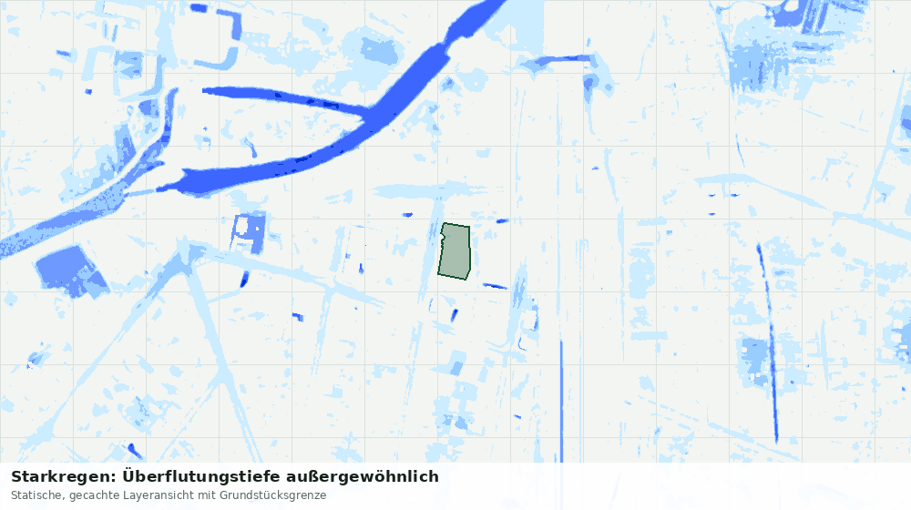 Statische Kartenansicht: Starkregen: Überflutungstiefe außergewöhnlich