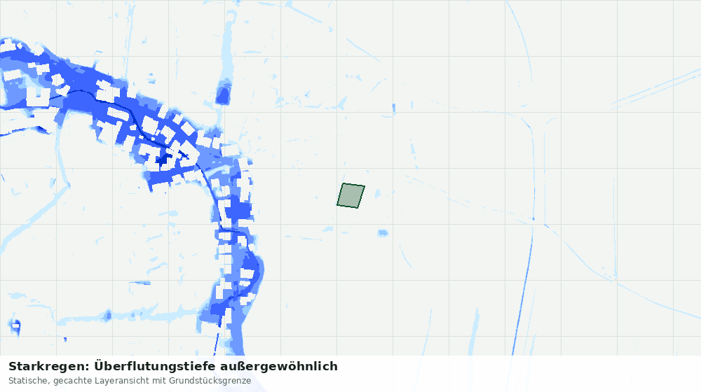 Statische Kartenansicht: Starkregen: Überflutungstiefe außergewöhnlich