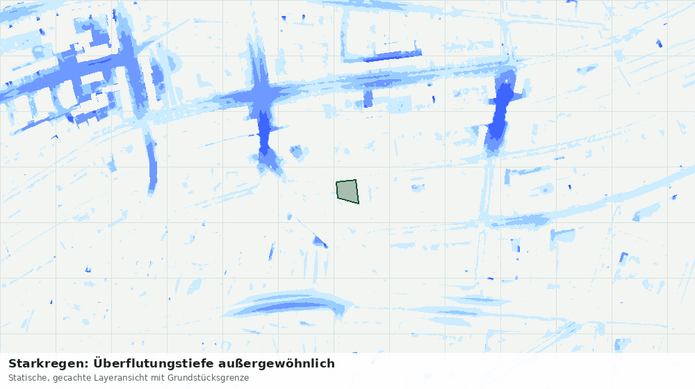 Statische Kartenansicht: Starkregen: Überflutungstiefe außergewöhnlich