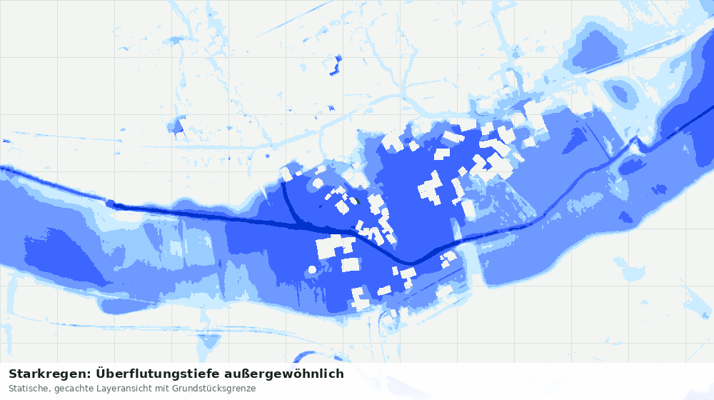 Statische Kartenansicht: Starkregen: Überflutungstiefe außergewöhnlich