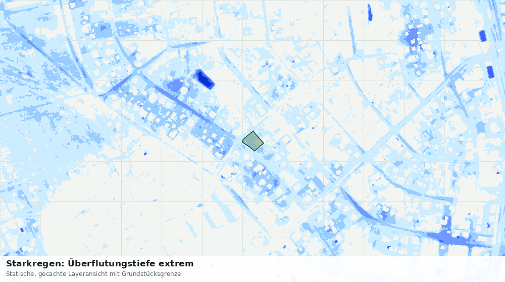 Statische Kartenansicht: Starkregen: Überflutungstiefe extrem