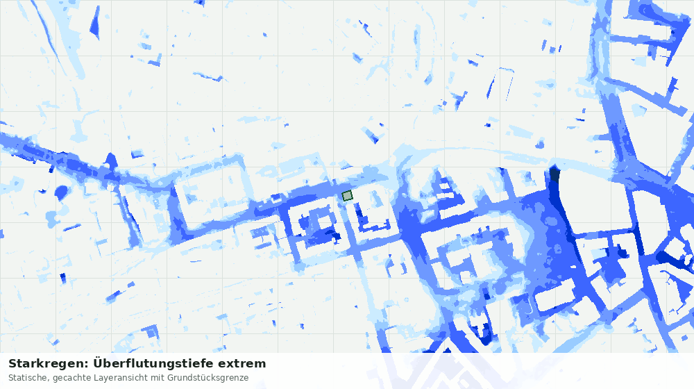 Statische Kartenansicht: Starkregen: Überflutungstiefe extrem