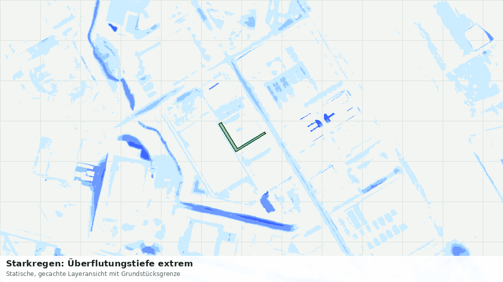 Statische Kartenansicht: Starkregen: Überflutungstiefe extrem