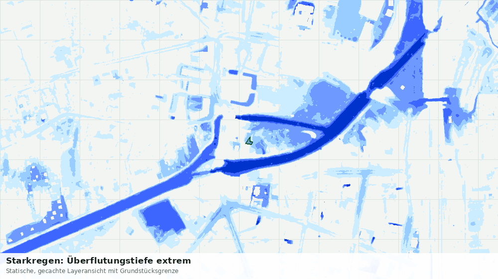 Statische Kartenansicht: Starkregen: Überflutungstiefe extrem