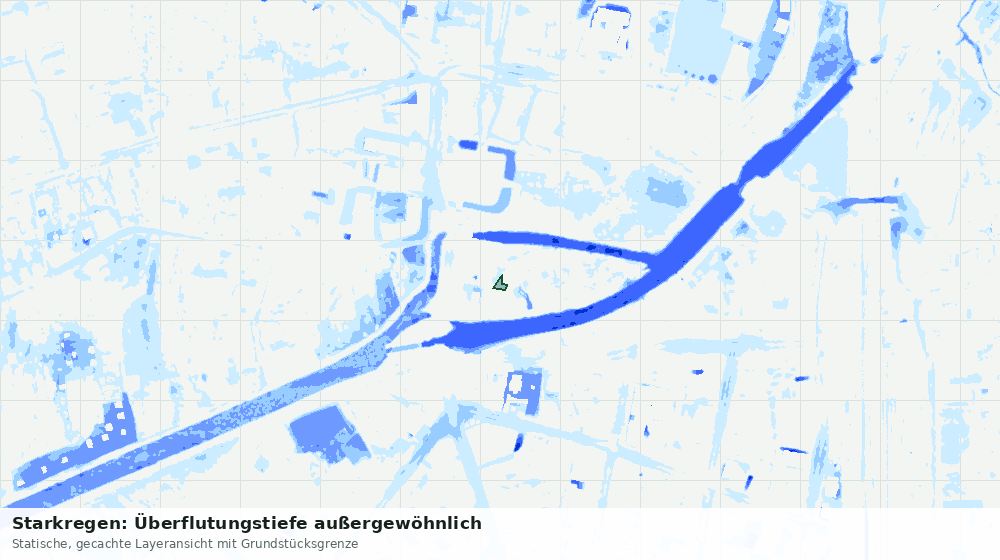 Statische Kartenansicht: Starkregen: Überflutungstiefe außergewöhnlich