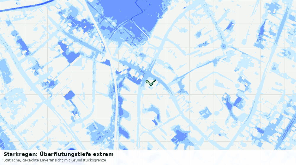 Statische Kartenansicht: Starkregen: Überflutungstiefe extrem
