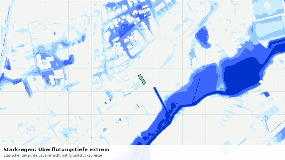 Statische Kartenansicht: Starkregen: Überflutungstiefe extrem