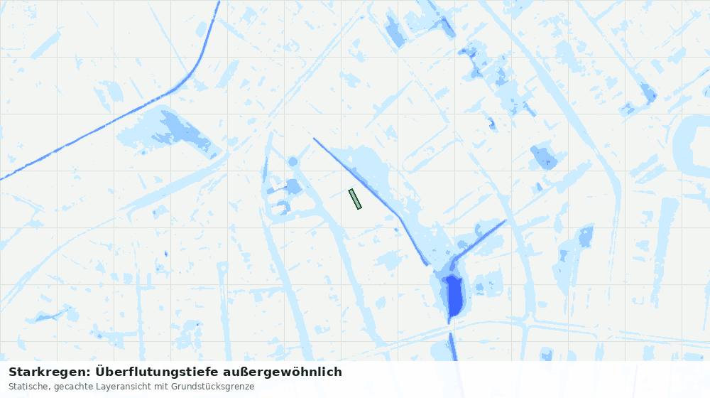 Statische Kartenansicht: Starkregen: Überflutungstiefe außergewöhnlich