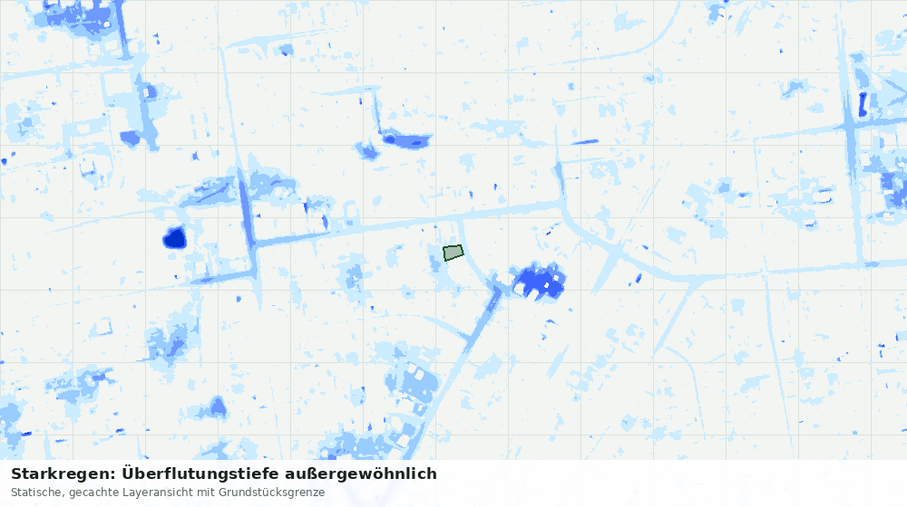 Statische Kartenansicht: Starkregen: Überflutungstiefe außergewöhnlich