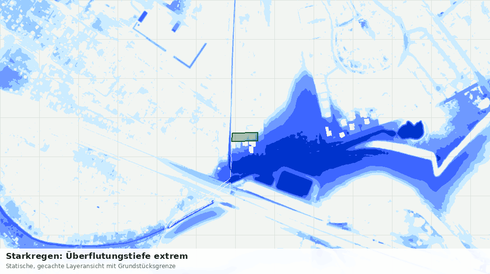 Statische Kartenansicht: Starkregen: Überflutungstiefe extrem