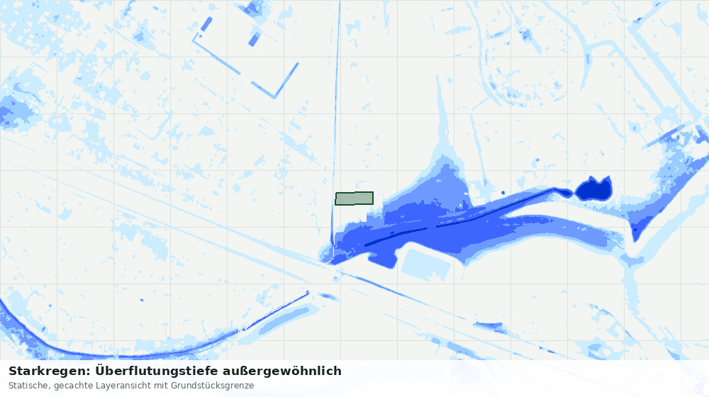 Statische Kartenansicht: Starkregen: Überflutungstiefe außergewöhnlich