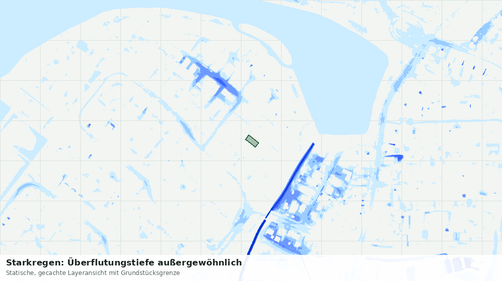 Statische Kartenansicht: Starkregen: Überflutungstiefe außergewöhnlich