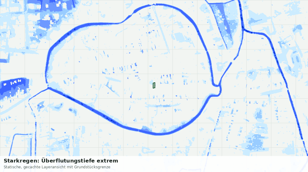 Statische Kartenansicht: Starkregen: Überflutungstiefe extrem