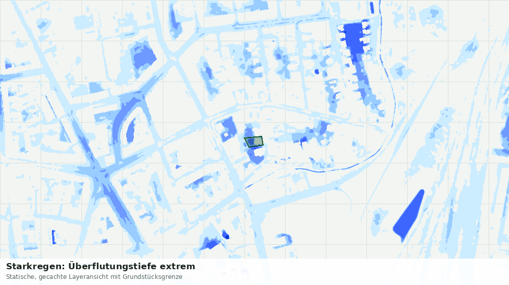 Statische Kartenansicht: Starkregen: Überflutungstiefe extrem