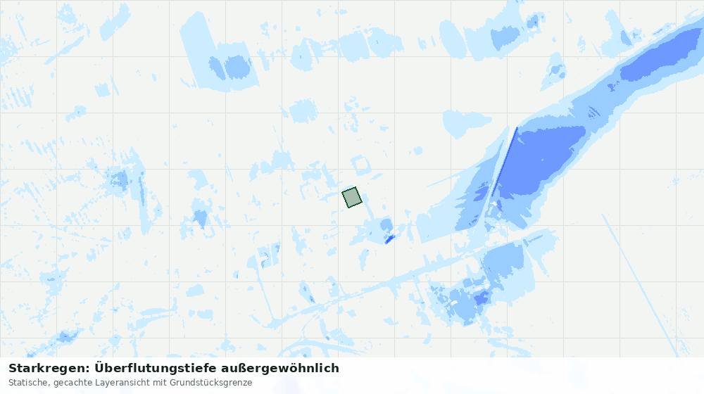 Statische Kartenansicht: Starkregen: Überflutungstiefe außergewöhnlich