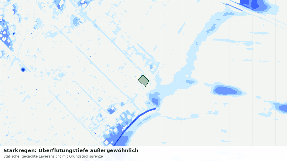 Statische Kartenansicht: Starkregen: Überflutungstiefe außergewöhnlich