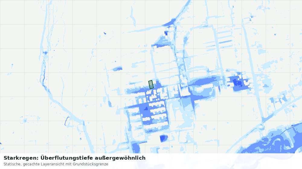 Statische Kartenansicht: Starkregen: Überflutungstiefe außergewöhnlich
