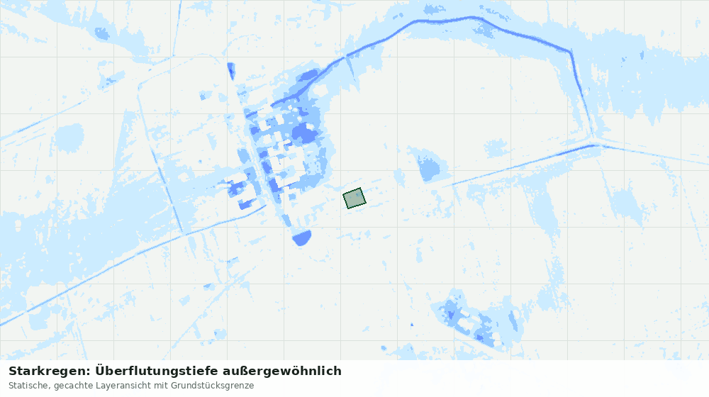 Statische Kartenansicht: Starkregen: Überflutungstiefe außergewöhnlich