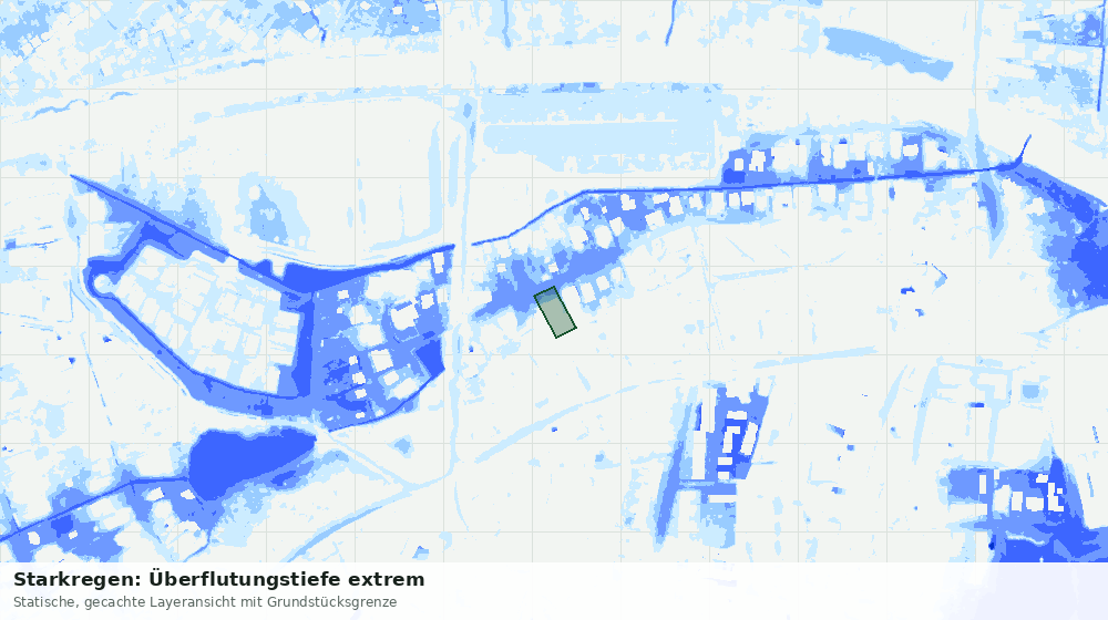 Statische Kartenansicht: Starkregen: Überflutungstiefe extrem