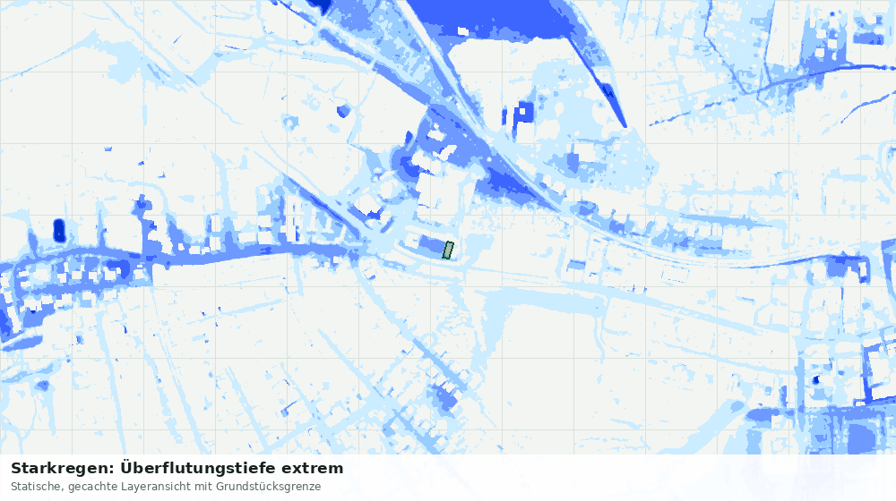 Statische Kartenansicht: Starkregen: Überflutungstiefe extrem