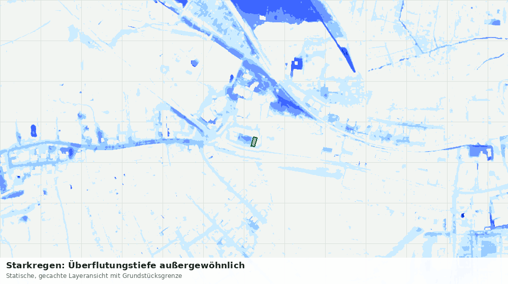 Statische Kartenansicht: Starkregen: Überflutungstiefe außergewöhnlich