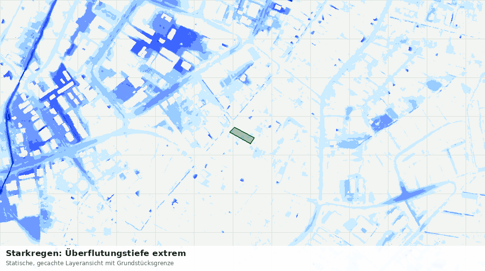 Statische Kartenansicht: Starkregen: Überflutungstiefe extrem