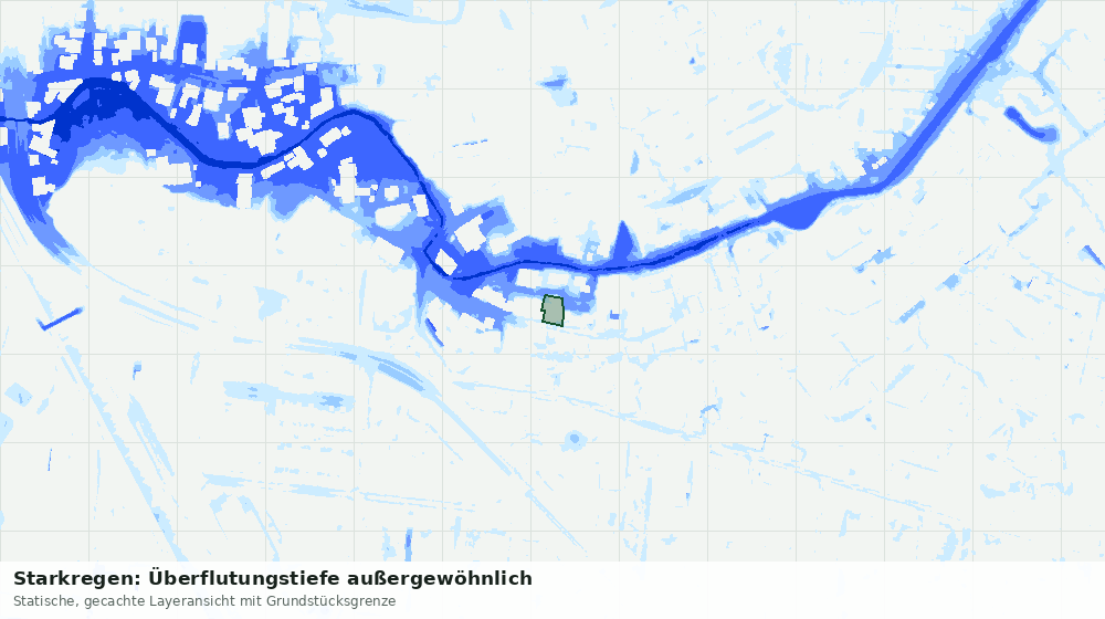 Statische Kartenansicht: Starkregen: Überflutungstiefe außergewöhnlich