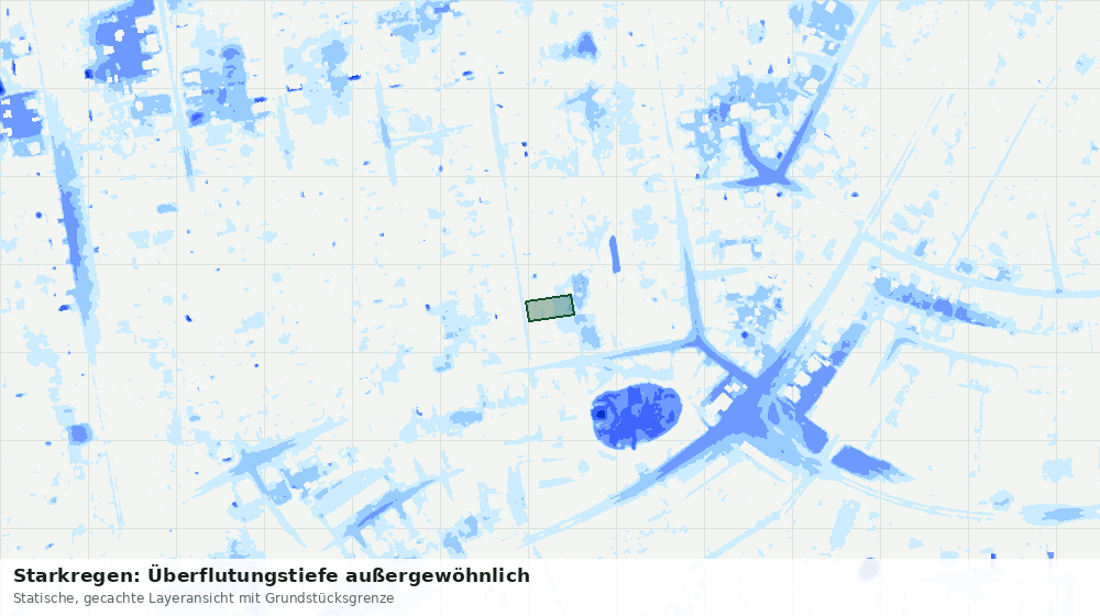 Statische Kartenansicht: Starkregen: Überflutungstiefe außergewöhnlich