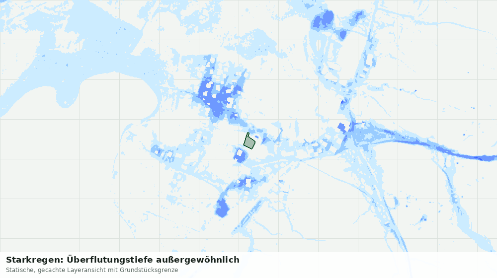 Statische Kartenansicht: Starkregen: Überflutungstiefe außergewöhnlich