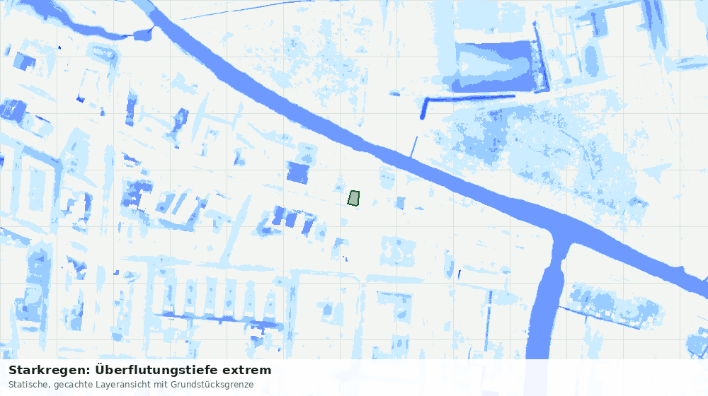 Statische Kartenansicht: Starkregen: Überflutungstiefe extrem