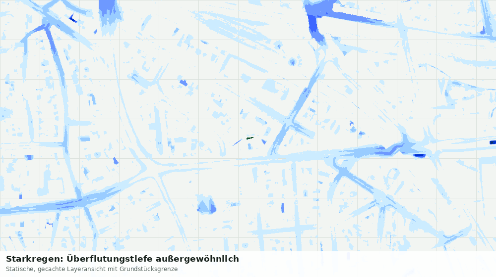 Statische Kartenansicht: Starkregen: Überflutungstiefe außergewöhnlich