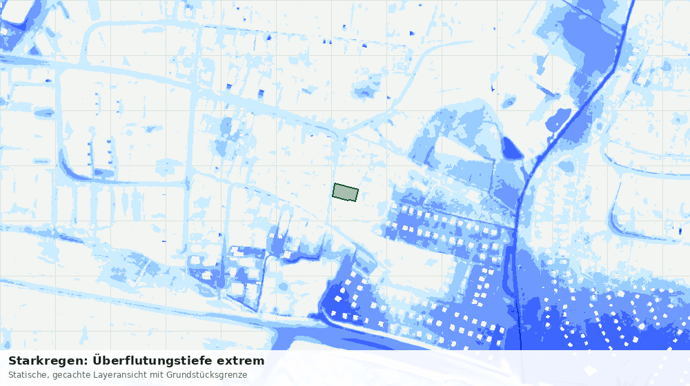 Statische Kartenansicht: Starkregen: Überflutungstiefe extrem