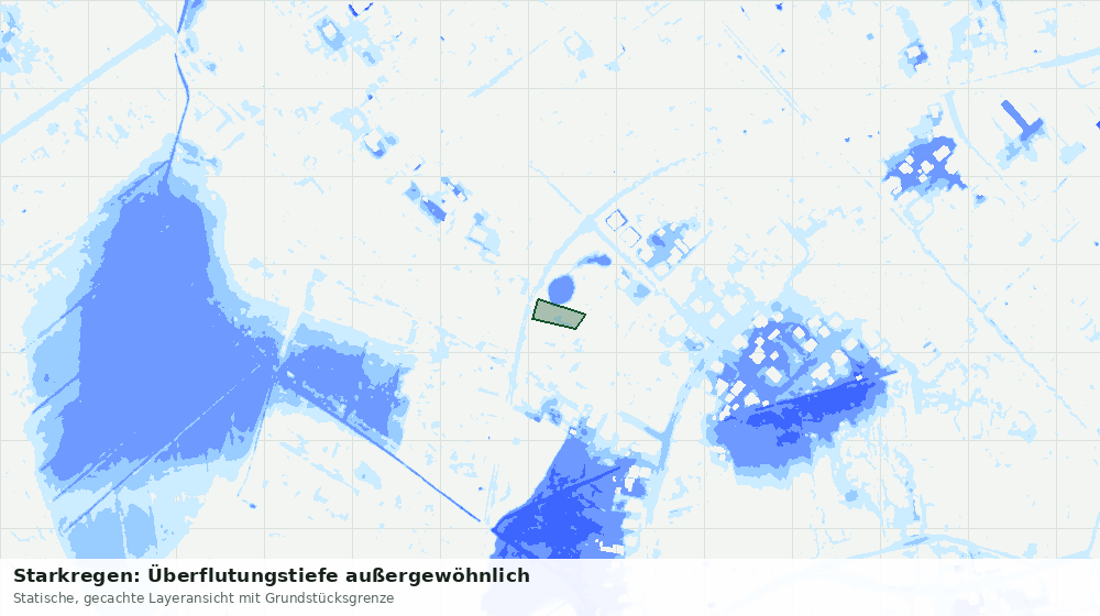 Statische Kartenansicht: Starkregen: Überflutungstiefe außergewöhnlich