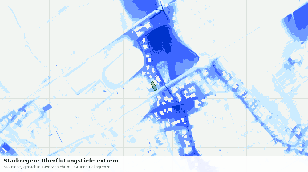 Statische Kartenansicht: Starkregen: Überflutungstiefe extrem