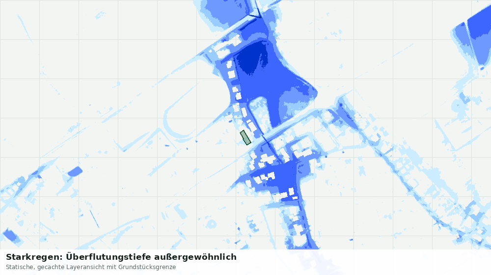 Statische Kartenansicht: Starkregen: Überflutungstiefe außergewöhnlich