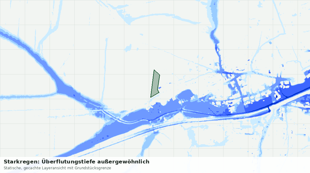 Statische Kartenansicht: Starkregen: Überflutungstiefe außergewöhnlich