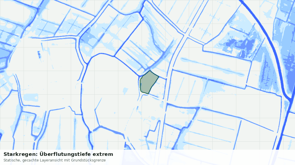 Statische Kartenansicht: Starkregen: Überflutungstiefe extrem