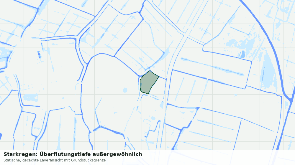 Statische Kartenansicht: Starkregen: Überflutungstiefe außergewöhnlich