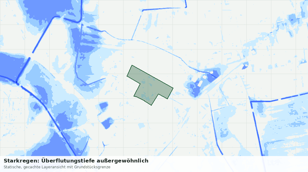 Statische Kartenansicht: Starkregen: Überflutungstiefe außergewöhnlich