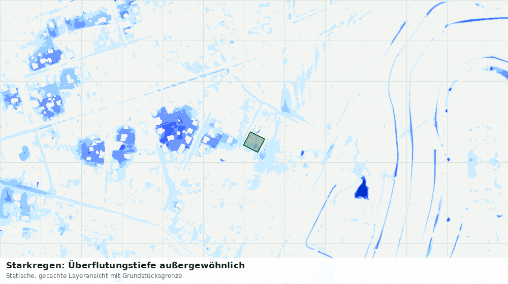 Statische Kartenansicht: Starkregen: Überflutungstiefe außergewöhnlich