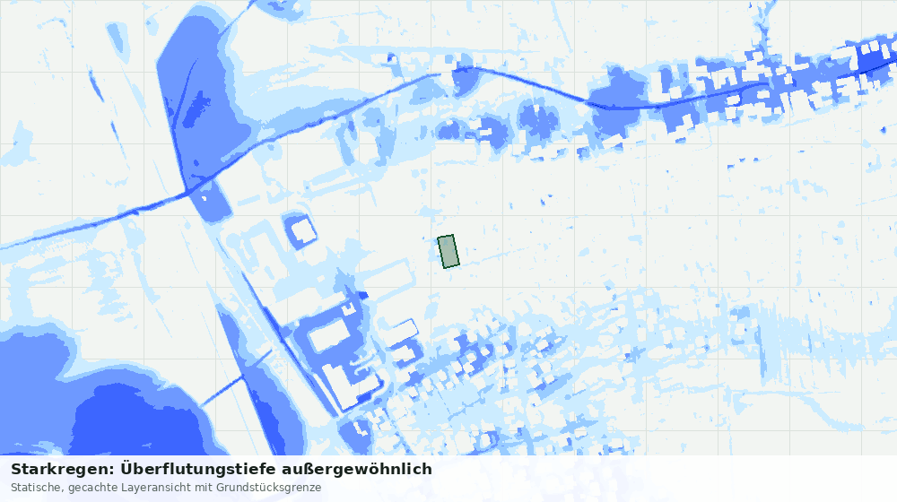 Statische Kartenansicht: Starkregen: Überflutungstiefe außergewöhnlich