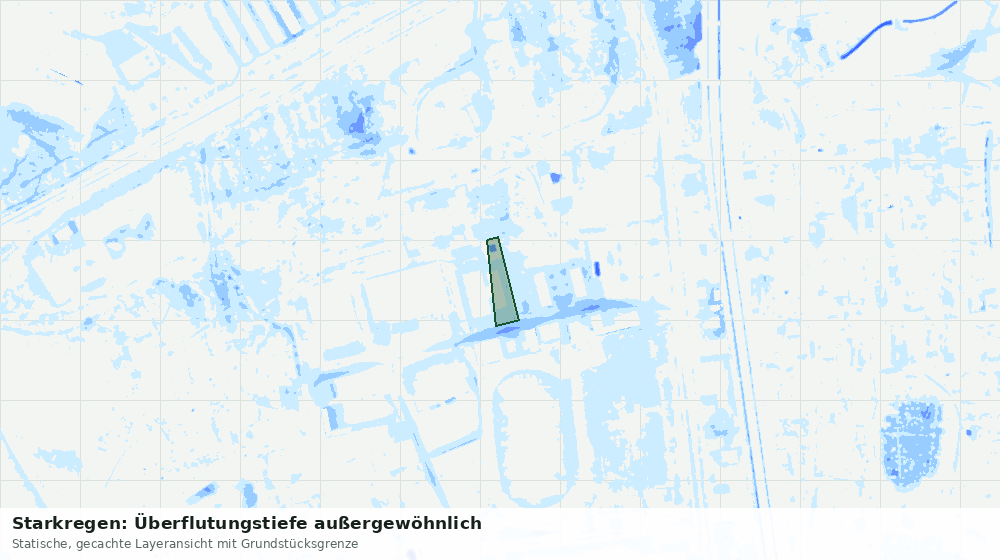 Statische Kartenansicht: Starkregen: Überflutungstiefe außergewöhnlich