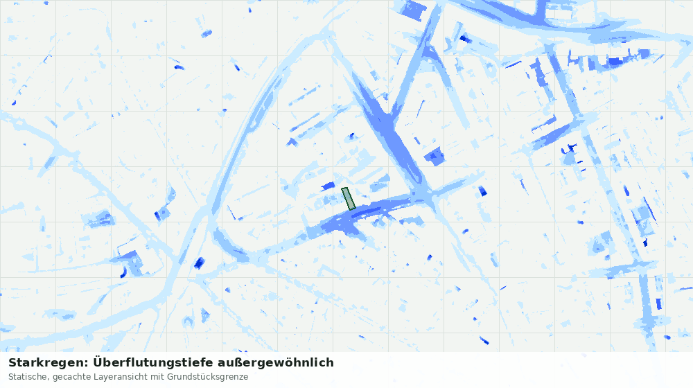 Statische Kartenansicht: Starkregen: Überflutungstiefe außergewöhnlich