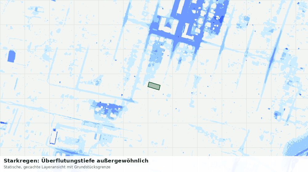 Statische Kartenansicht: Starkregen: Überflutungstiefe außergewöhnlich